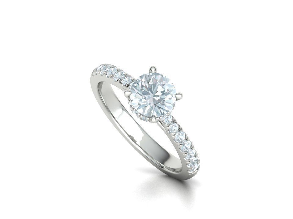 Diamond Trellis Engagement ring  1ct Round Stone 3dmodel  3D print model_34