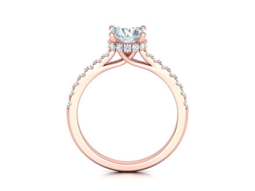 Diamond Trellis Engagement ring  1ct Round Stone 3dmodel  3D print model_13