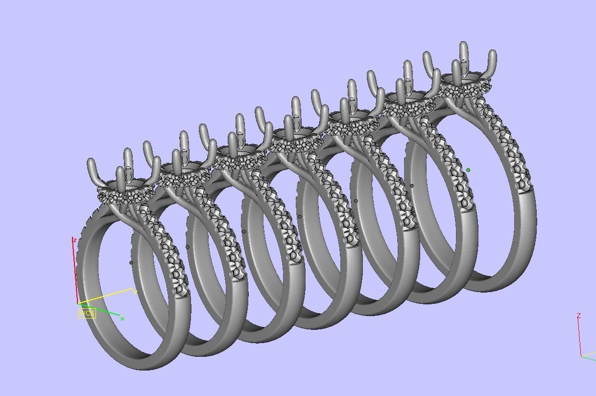 Diamond Trellis Engagement ring  1ct Round Stone 3dmodel  3D print model_35