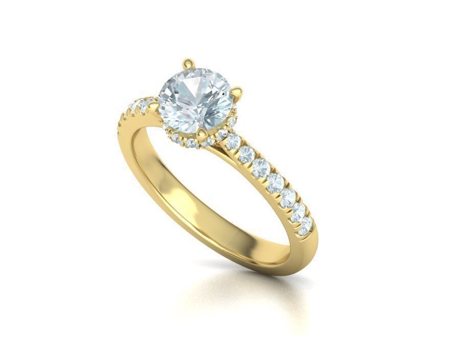 Diamond Trellis Engagement ring  1ct Round Stone 3dmodel  3D print model_6