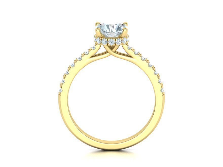 Diamond Trellis Engagement ring  1ct Round Stone 3dmodel  3D print model_12