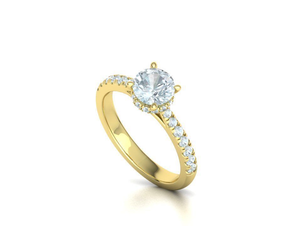 Diamond Trellis Engagement ring  1ct Round Stone 3dmodel  3D print model_30