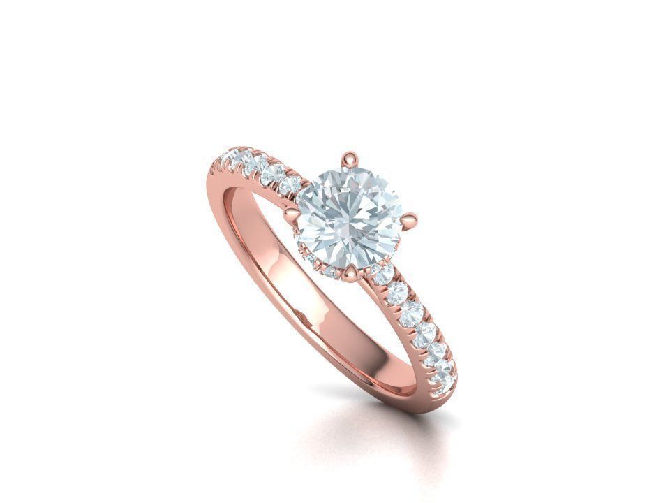 Diamond Trellis Engagement ring  1ct Round Stone 3dmodel  3D print model_32