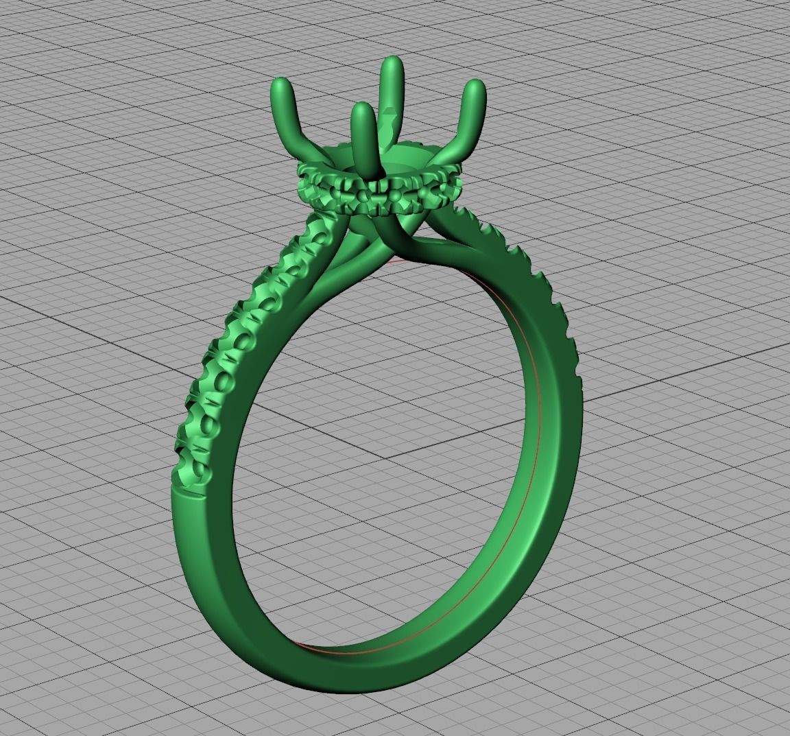 Diamond Trellis Engagement ring  1ct Round Stone 3dmodel  3D print model_3