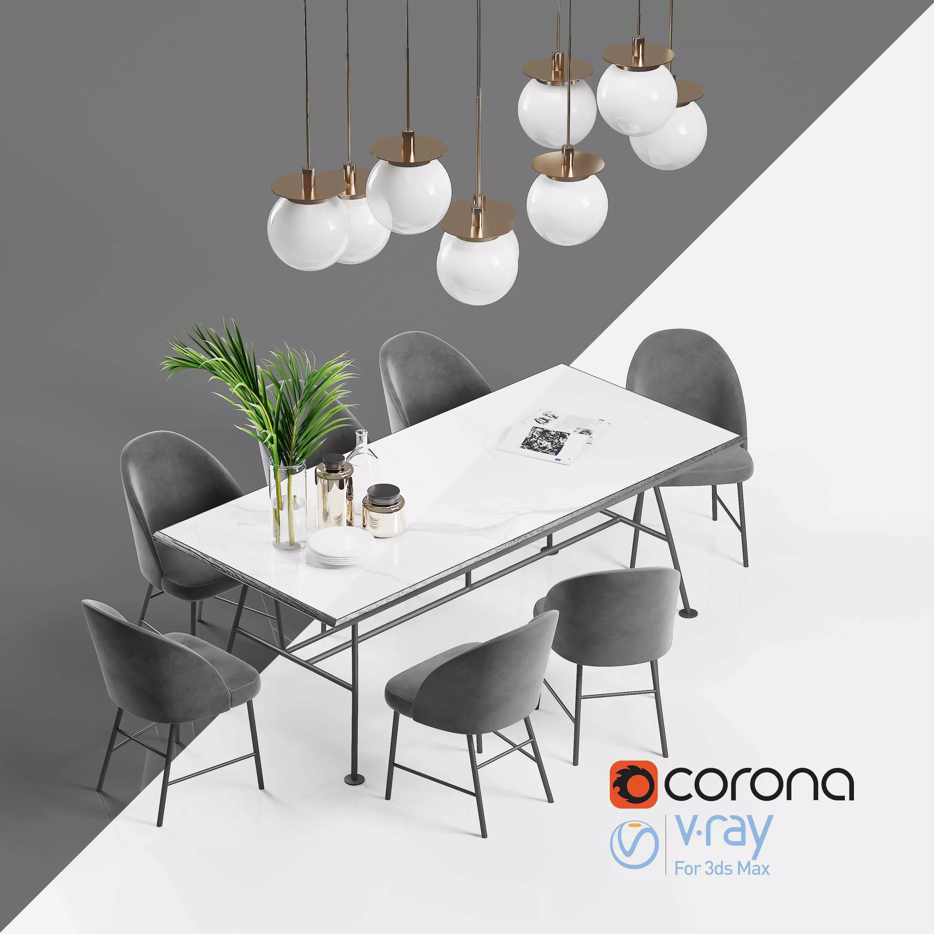 GIOPAGANI-Chair-Table Render Ready Vray - Corona 3D model
