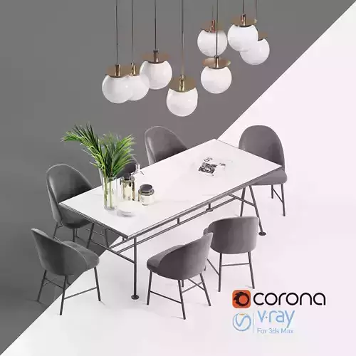 GIOPAGANI-Chair-Table Render Ready Vray - Corona