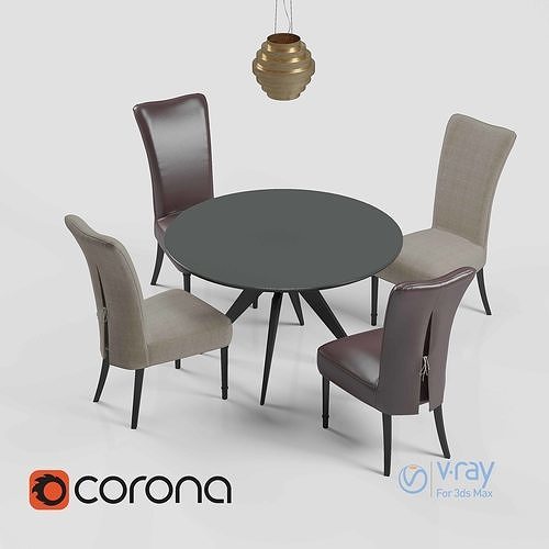 BaxterChairTable Render Ready Vray - Corona  3D model 7
