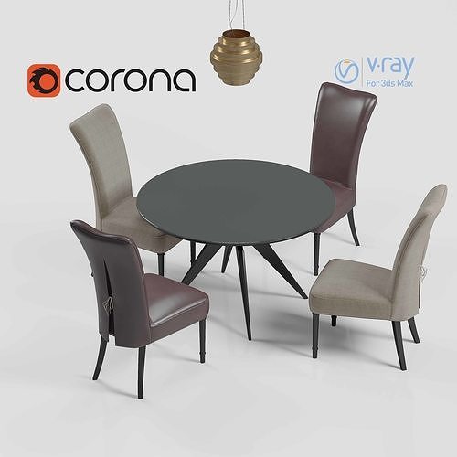 BaxterChairTable Render Ready Vray - Corona  3D model 4