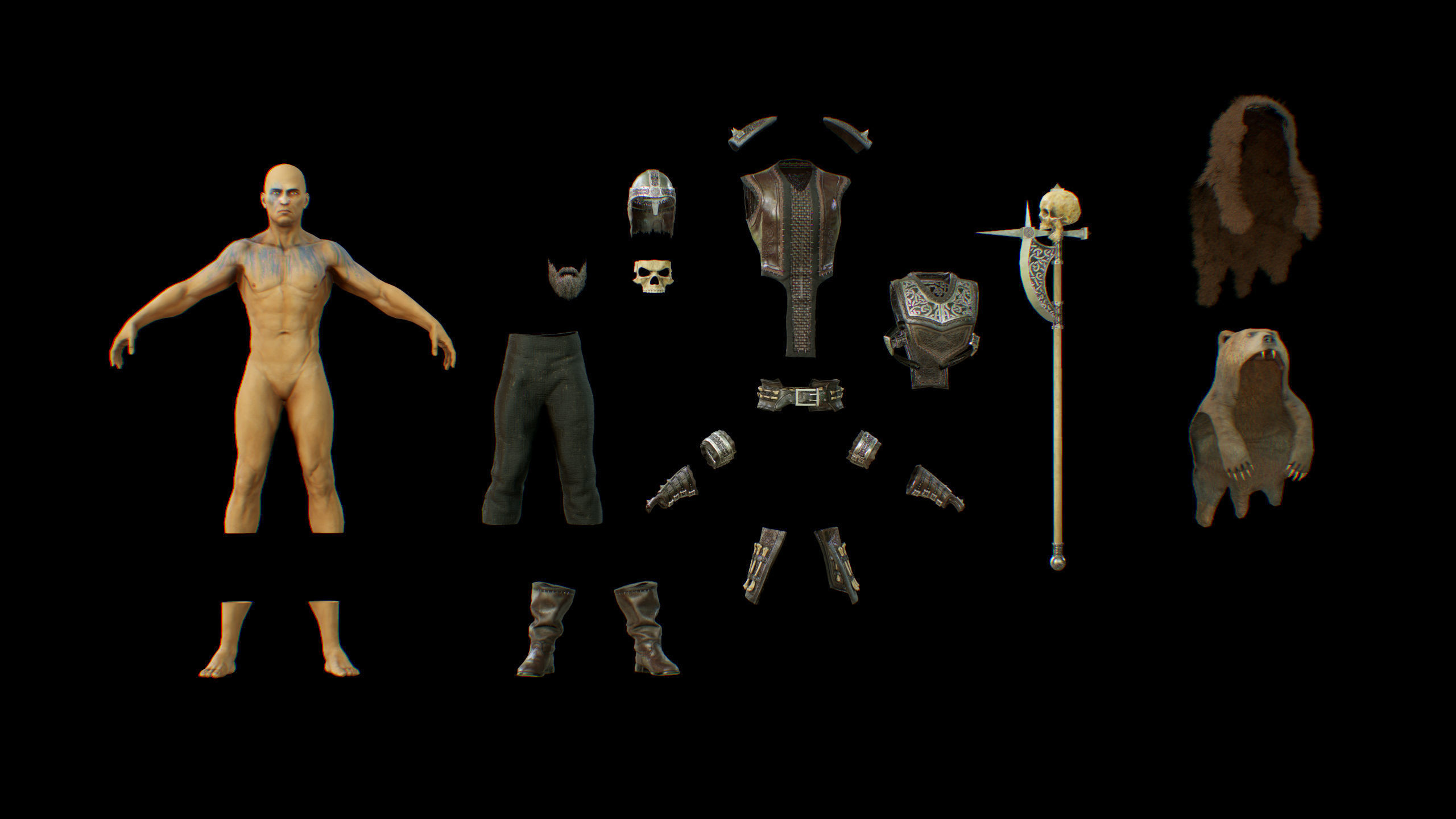 pack of viking Low-poly 3D model_48