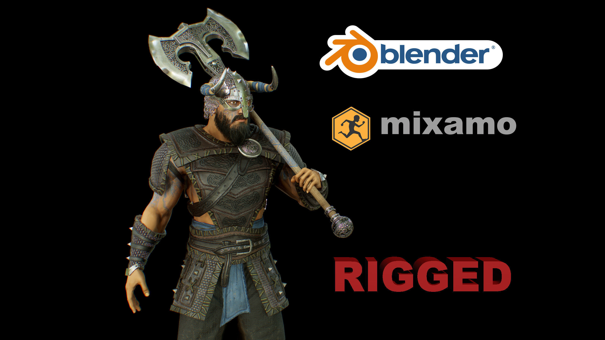 pack of viking Low-poly 3D model_10
