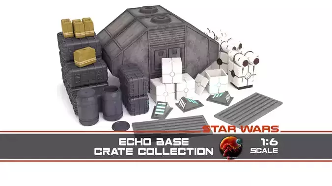 Star Wars Echo Base Crates and lamps Pack 1-6 scale 3D Model Collection