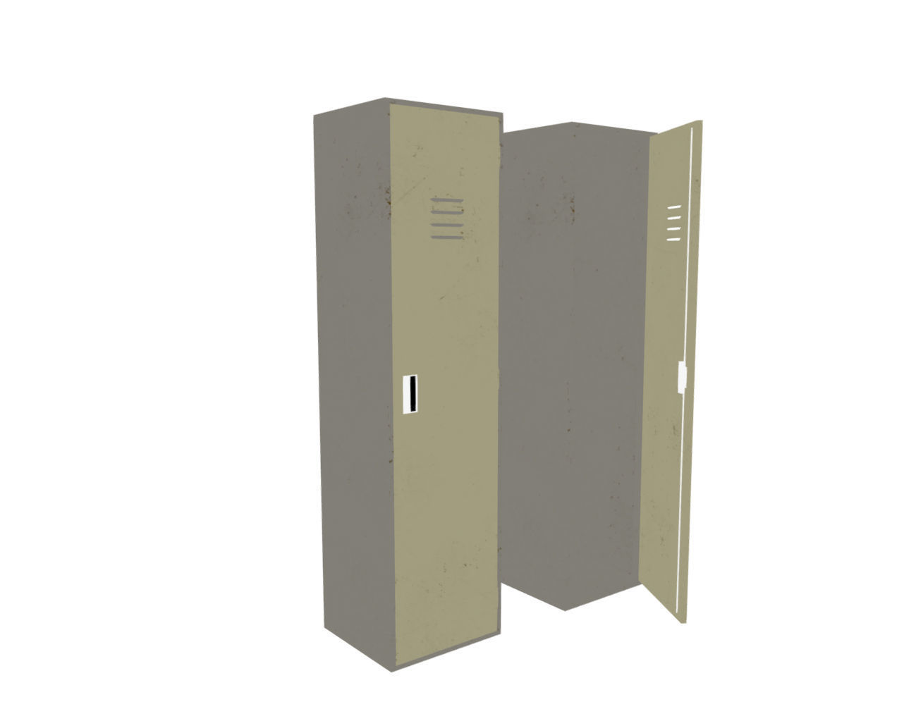 Realistic Low-poly Locker two lockers Low-poly 3D model_10