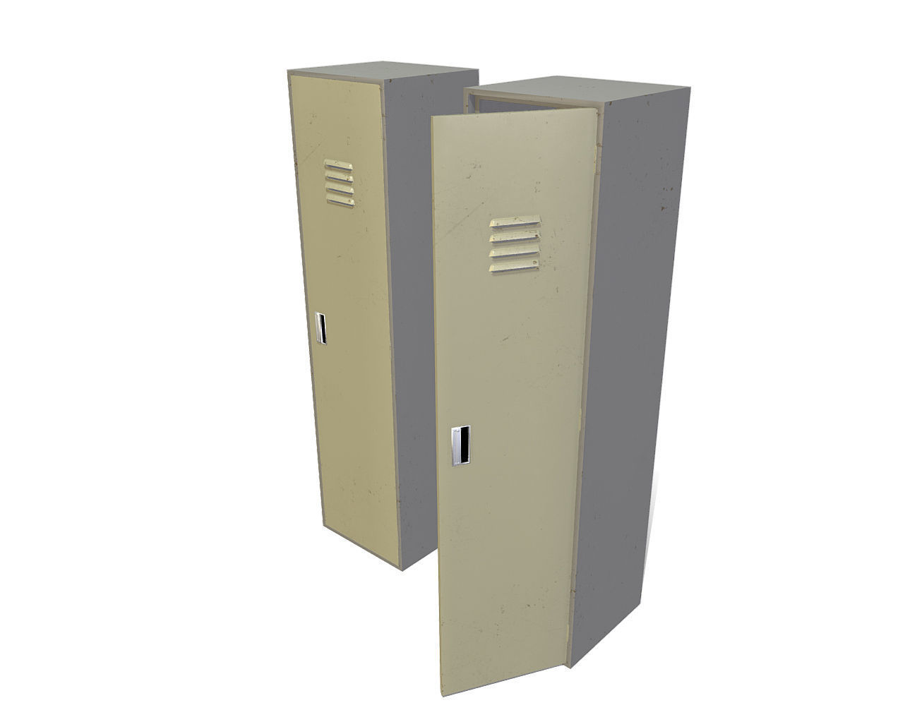 Realistic Low-poly Locker two lockers Low-poly 3D model_1