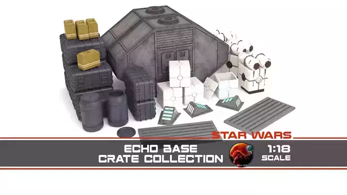 Star Wars Echo Base Crates and lamps Pack 1-18 scale 3D Model Collection Star Wars Echo Base Crates and lamps Pack 1-18 scale 3D Model Collection