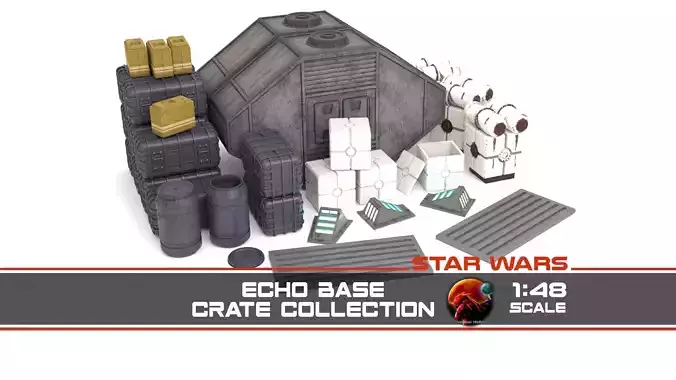 Star Wars Echo Base Crates and lamps Pack 1-48 scale 3D Model Collection