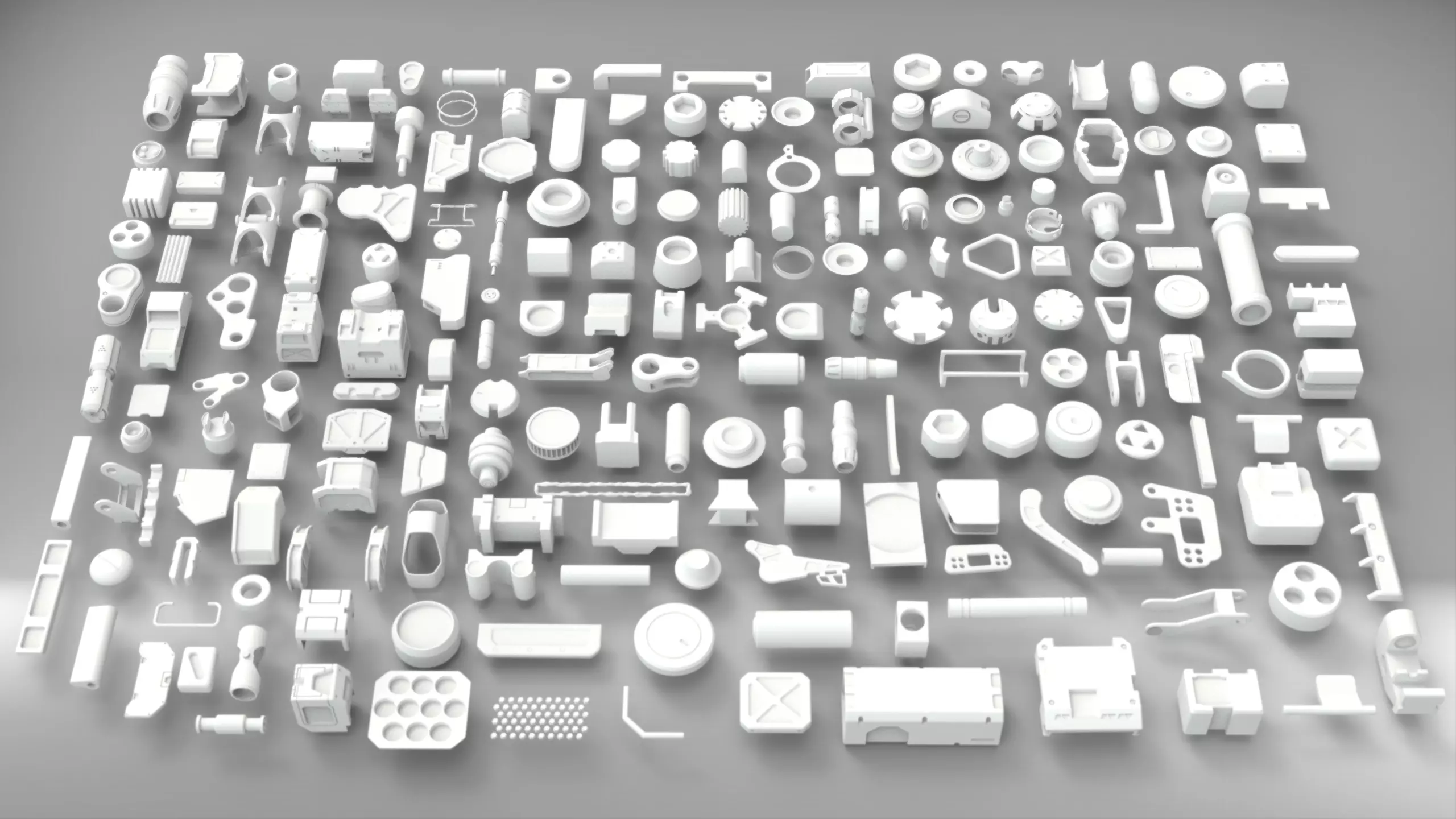 Kitbash-2 group of plastic parts 3D model_0