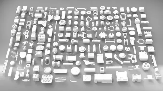Kitbash-2 group of plastic parts 3D model