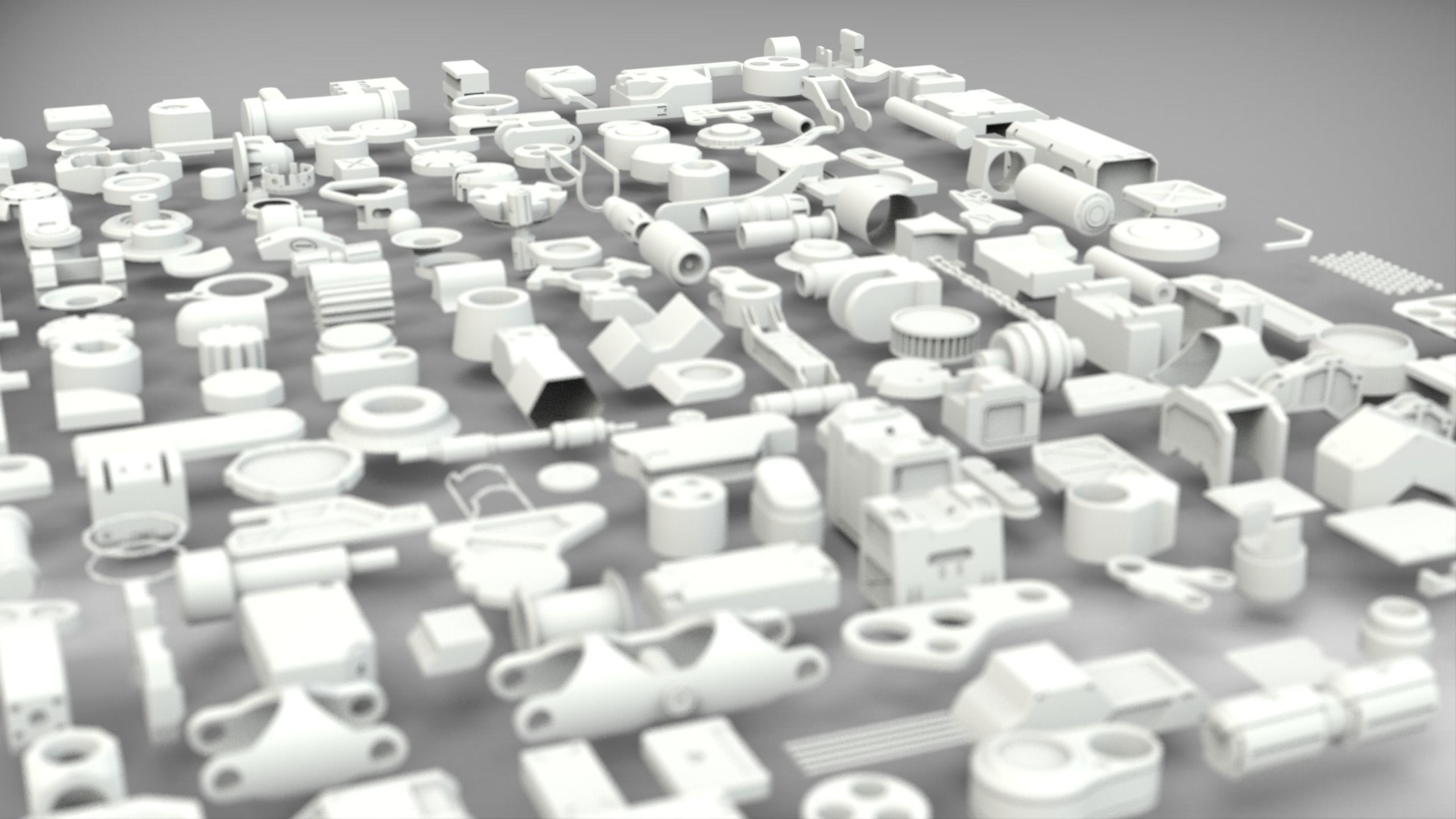 Kitbash-2 group of plastic parts 3D model_2