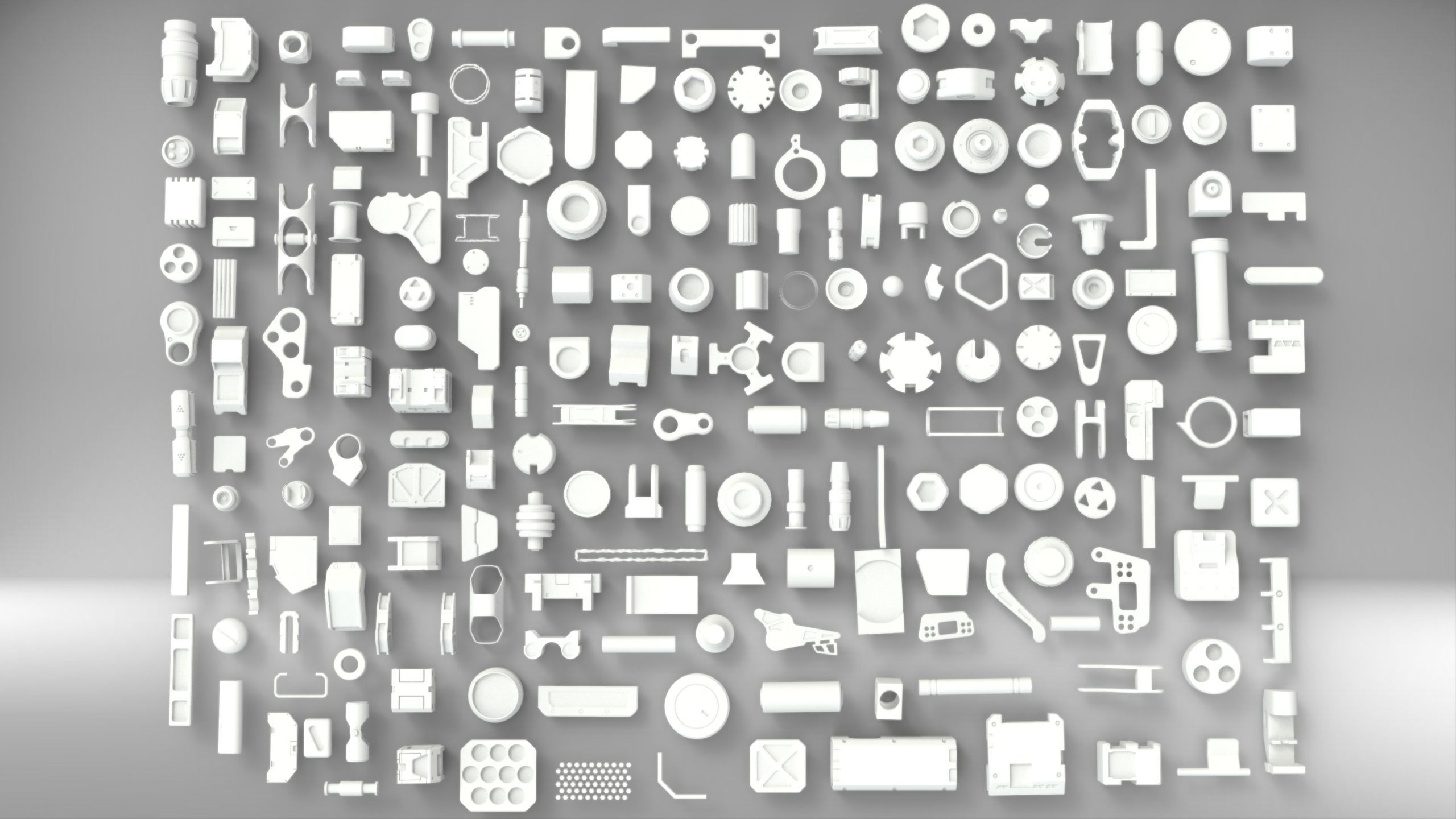 Kitbash-2 group of plastic parts 3D model_1