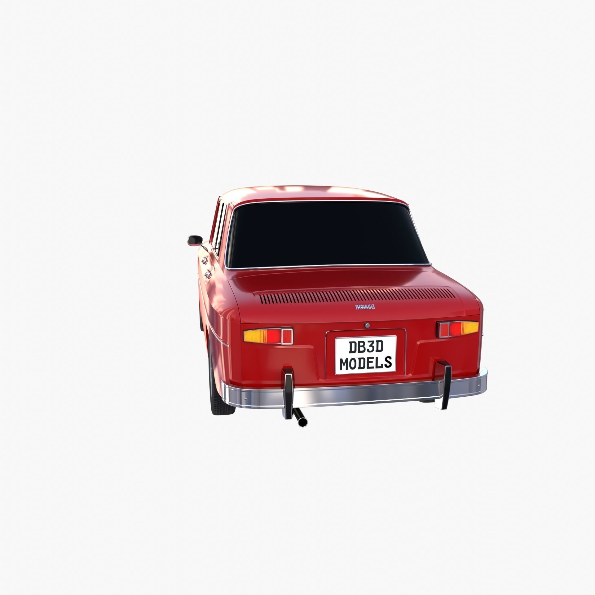 Renault 8 Red 3D model_2