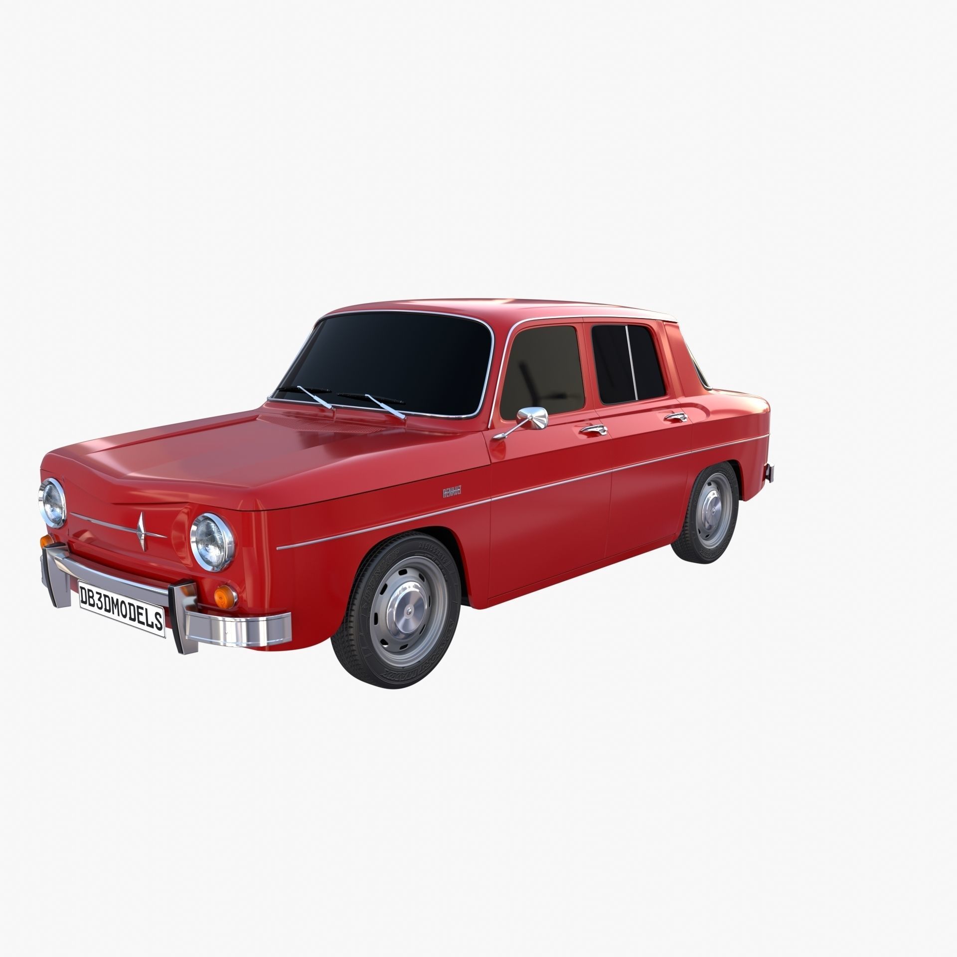 Renault 8 Red 3D model_7