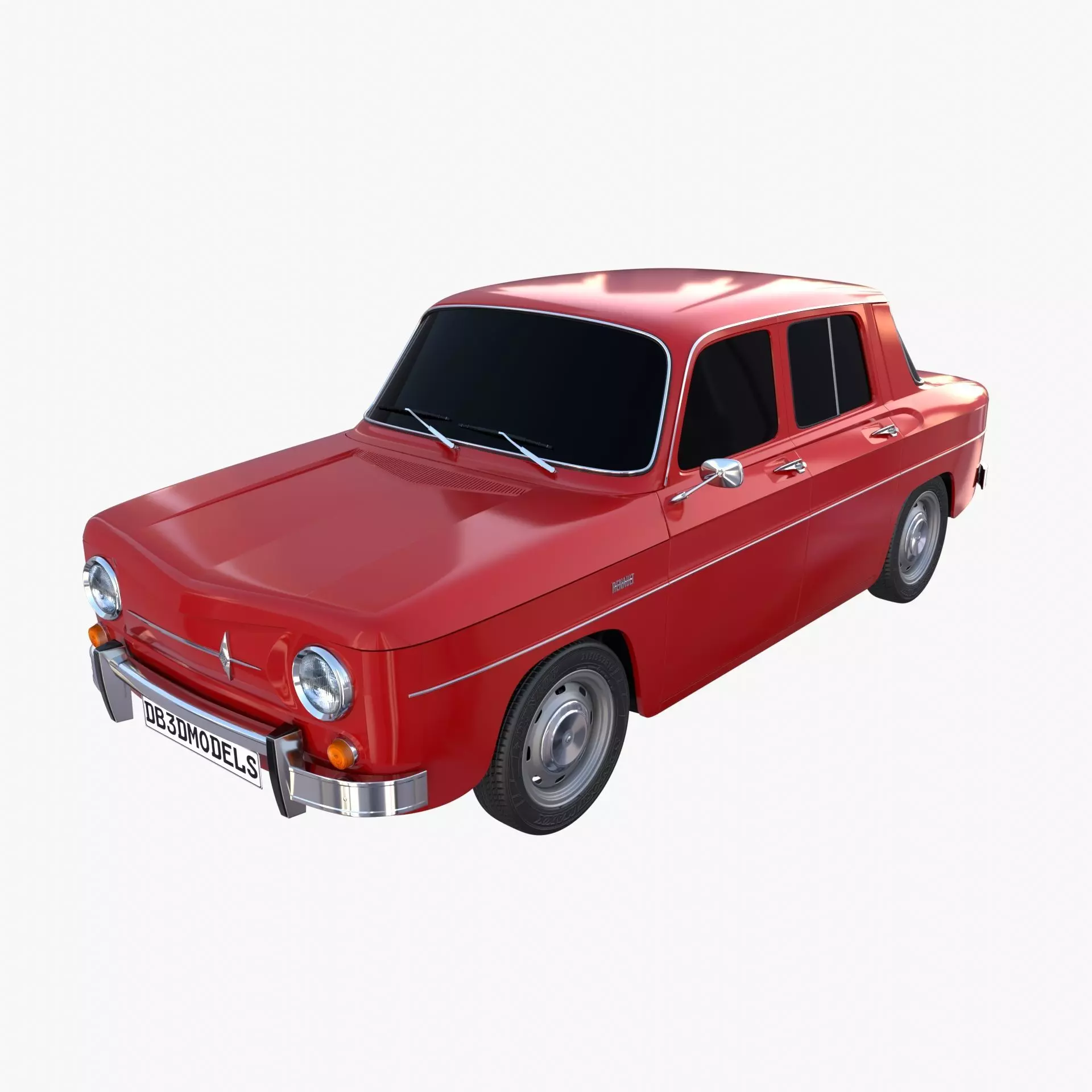 Renault 8 Red 3D model_0