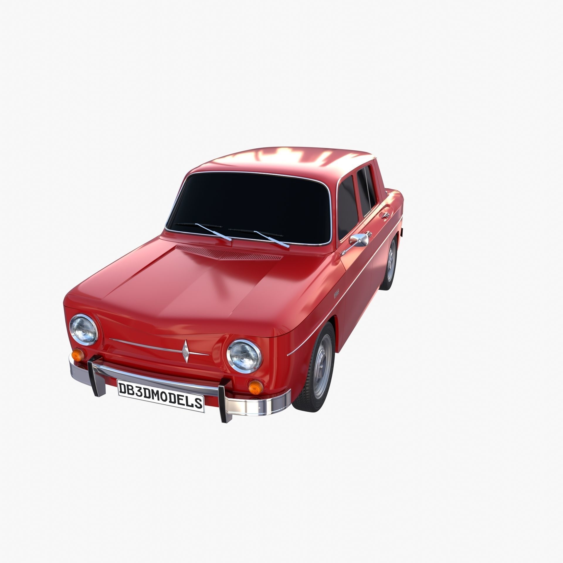 Renault 8 Red 3D model_1