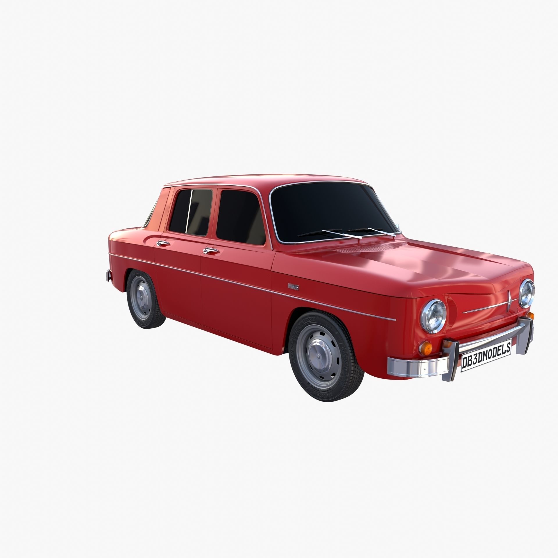 Renault 8 Red 3D model_4