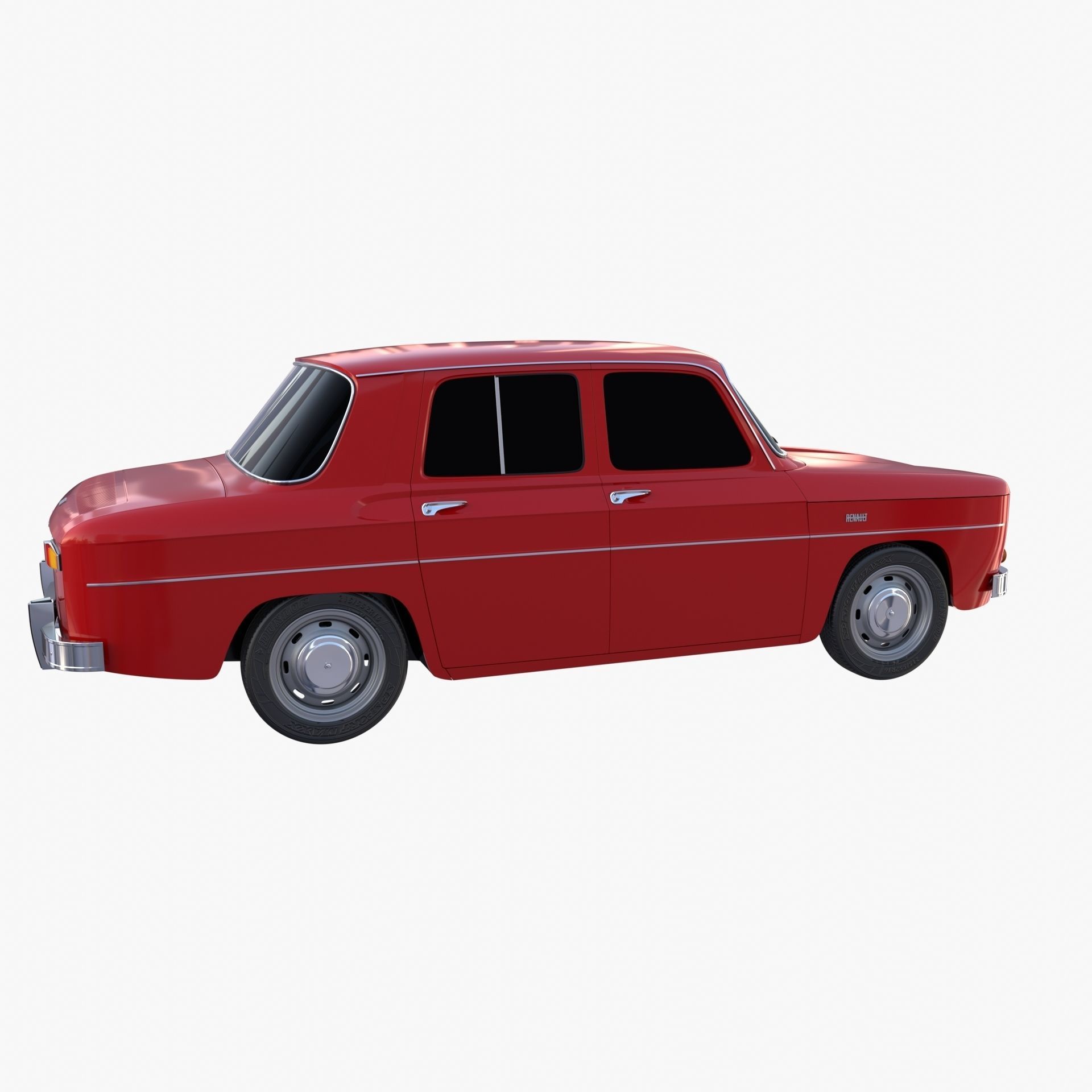 Renault 8 Red 3D model_3