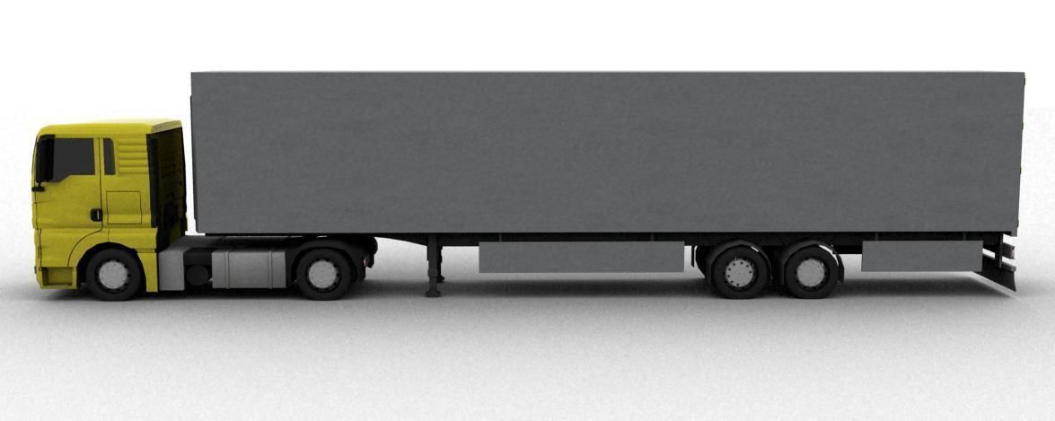 truck man tgs 2010 with platform and trailer Low-poly 3D model_1