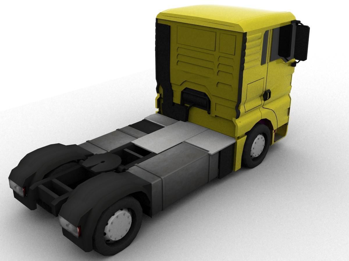 truck man tgs 2010 with platform and trailer Low-poly 3D model_10