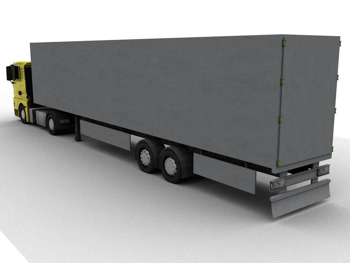 truck man tgs 2010 with platform and trailer Low-poly 3D model_2
