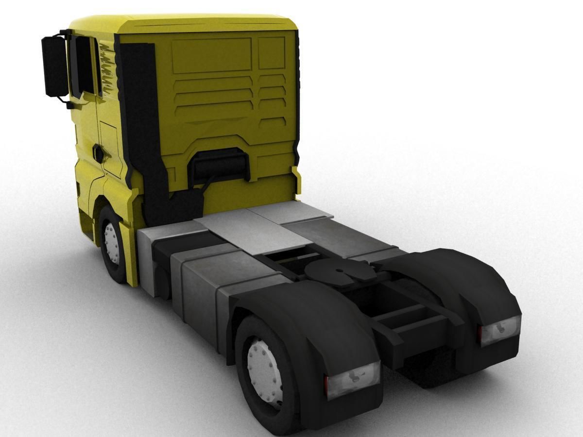truck man tgs 2010 with platform and trailer Low-poly 3D model_8