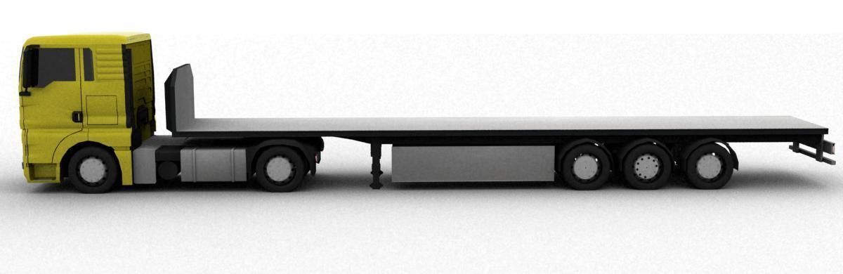 truck man tgs 2010 with platform and trailer Low-poly 3D model_4