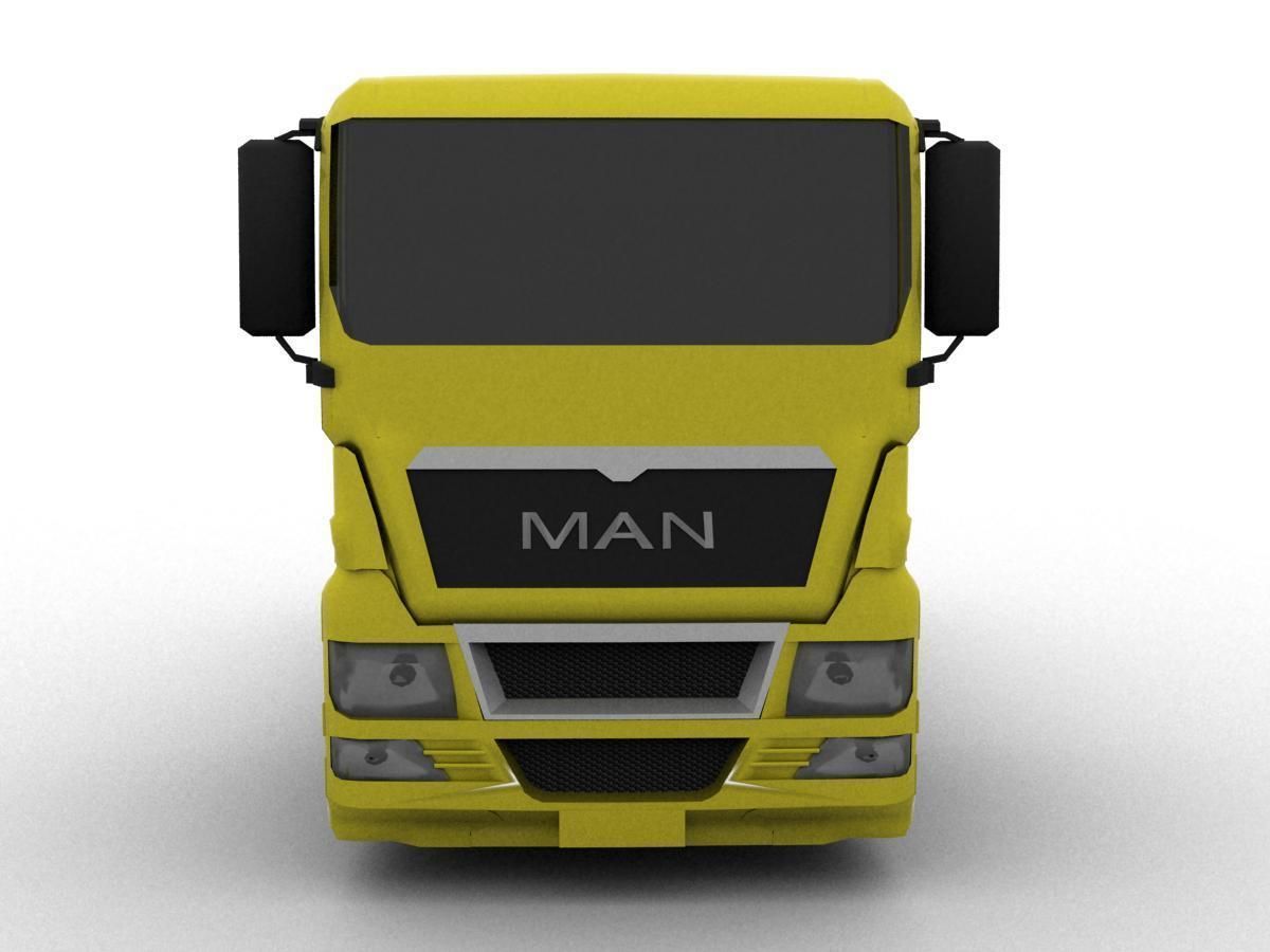 truck man tgs 2010 with platform and trailer Low-poly 3D model_6