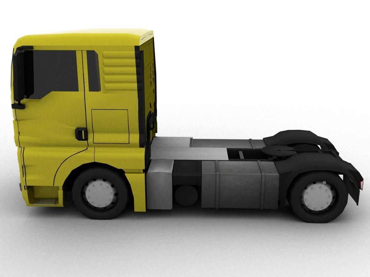 truck man tgs 2010 with platform and trailer Low-poly 3D model_7