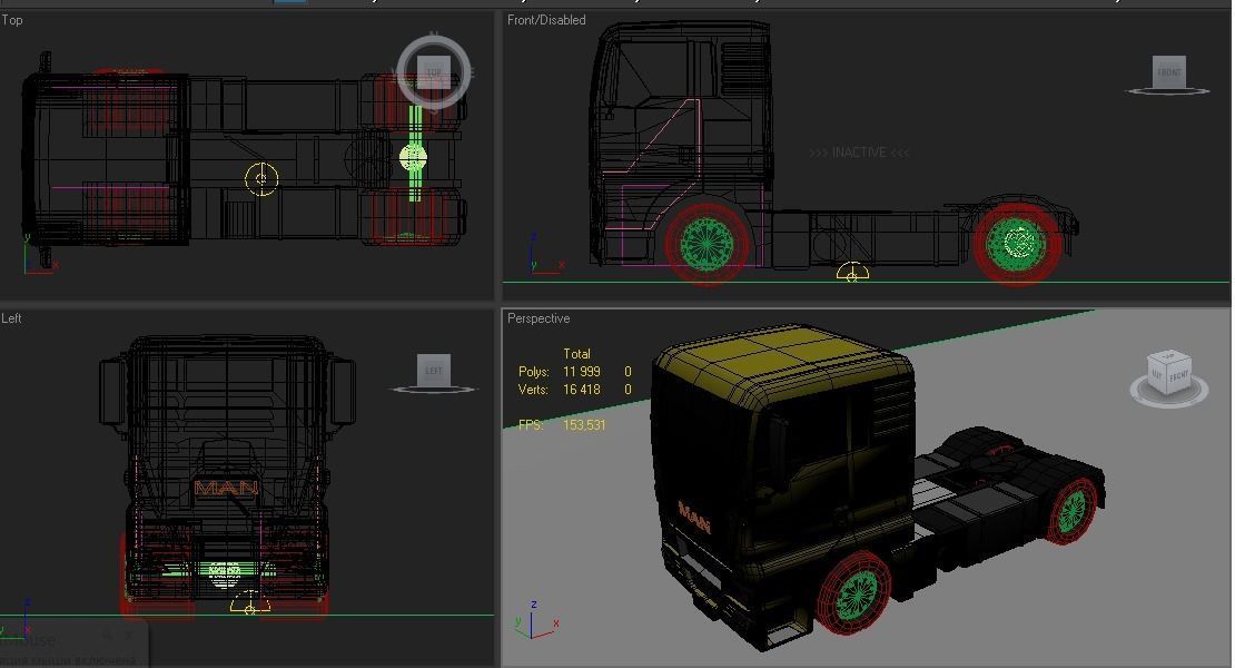 truck man tgs 2010 with platform and trailer Low-poly 3D model_11