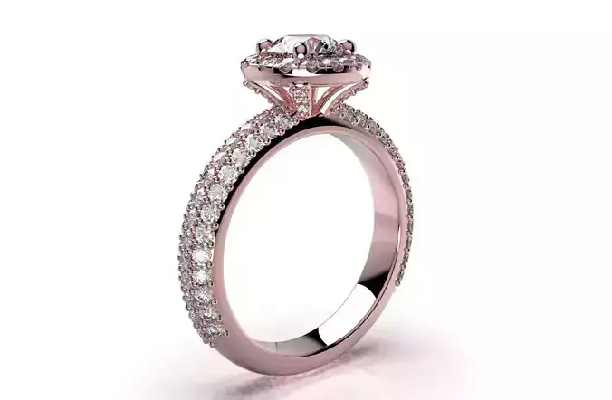 Engagement Ring 3D Model Halo Settings With Basket  Setting- SK2