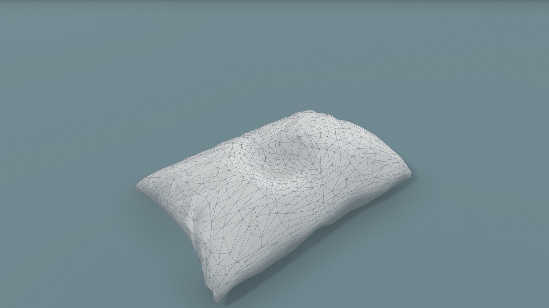Crumpled pillow with head mark Low-poly 3D model_5