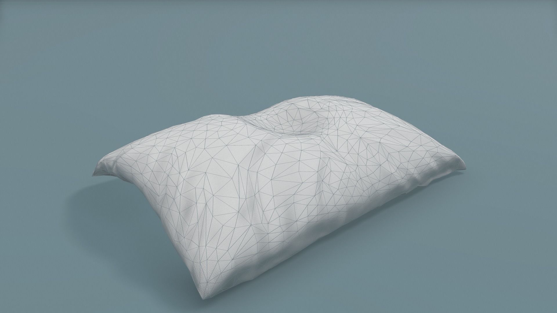 Crumpled pillow with head mark Low-poly 3D model_4