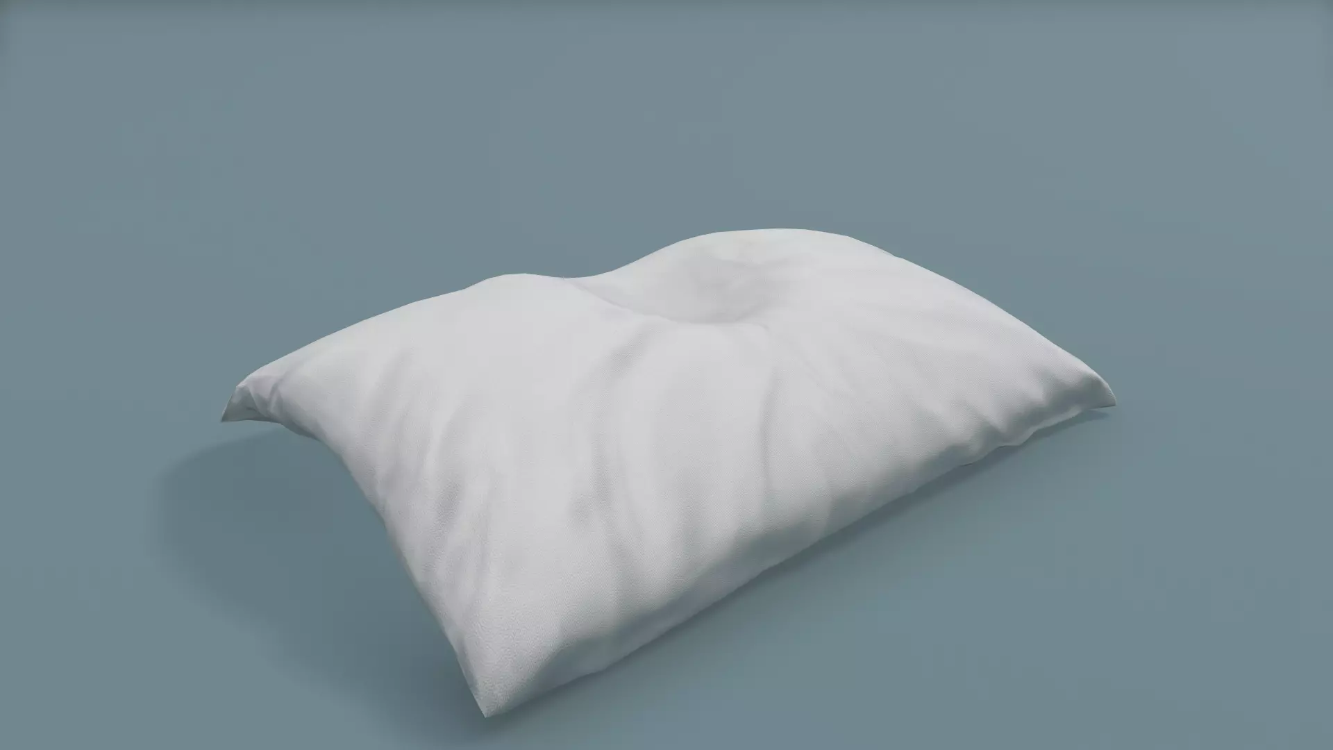 Crumpled pillow with head mark Low-poly 3D model_0