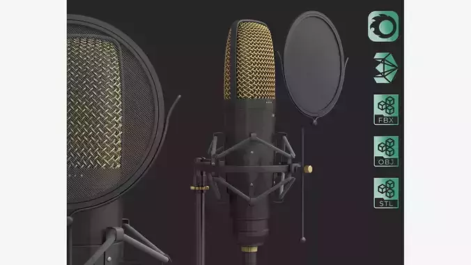 Studio Microphone with Filter 3d model 3D model