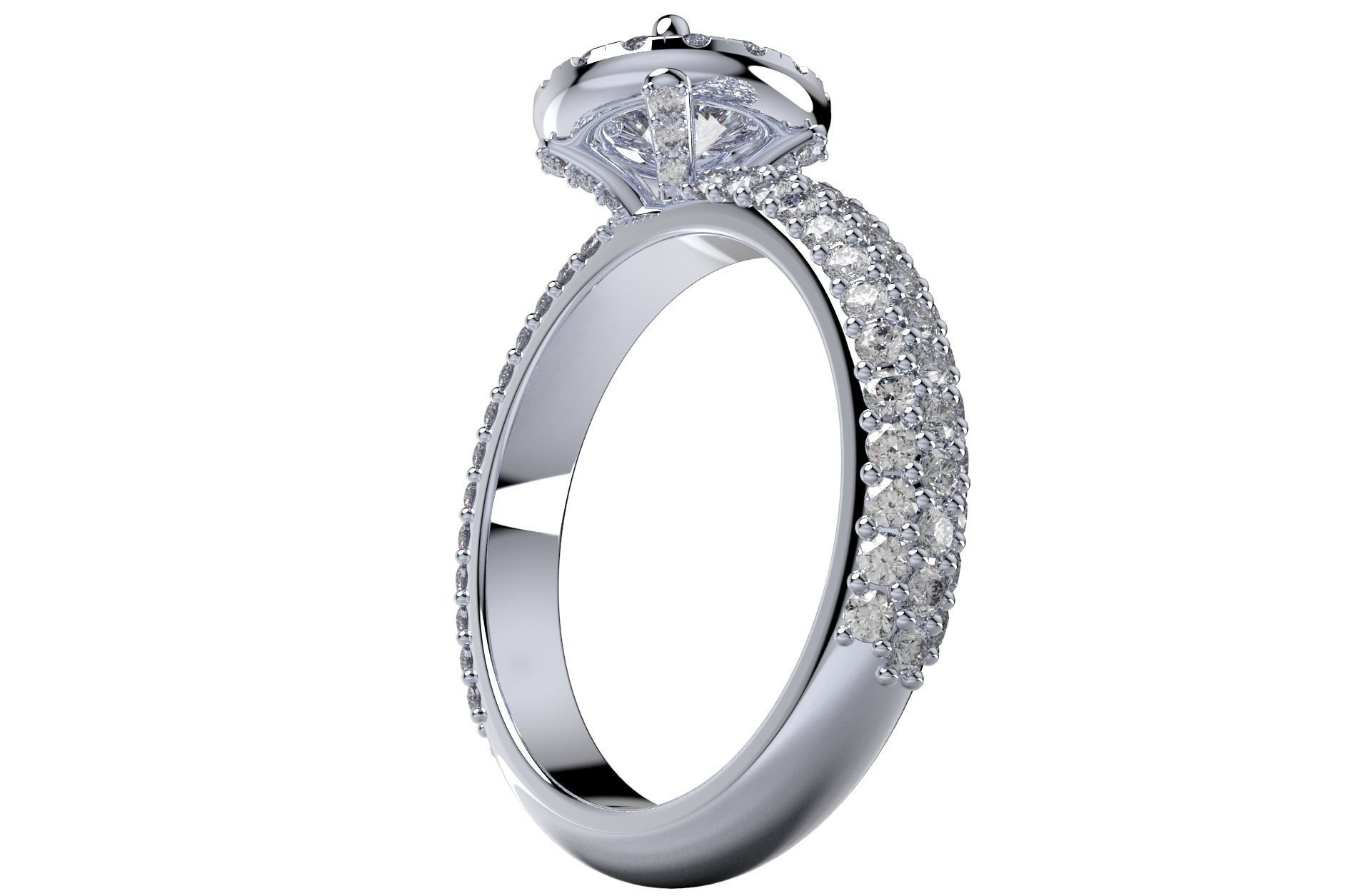 Engagement Ring Model Halo With Basket Setting Media Files-SK2 3D model_12