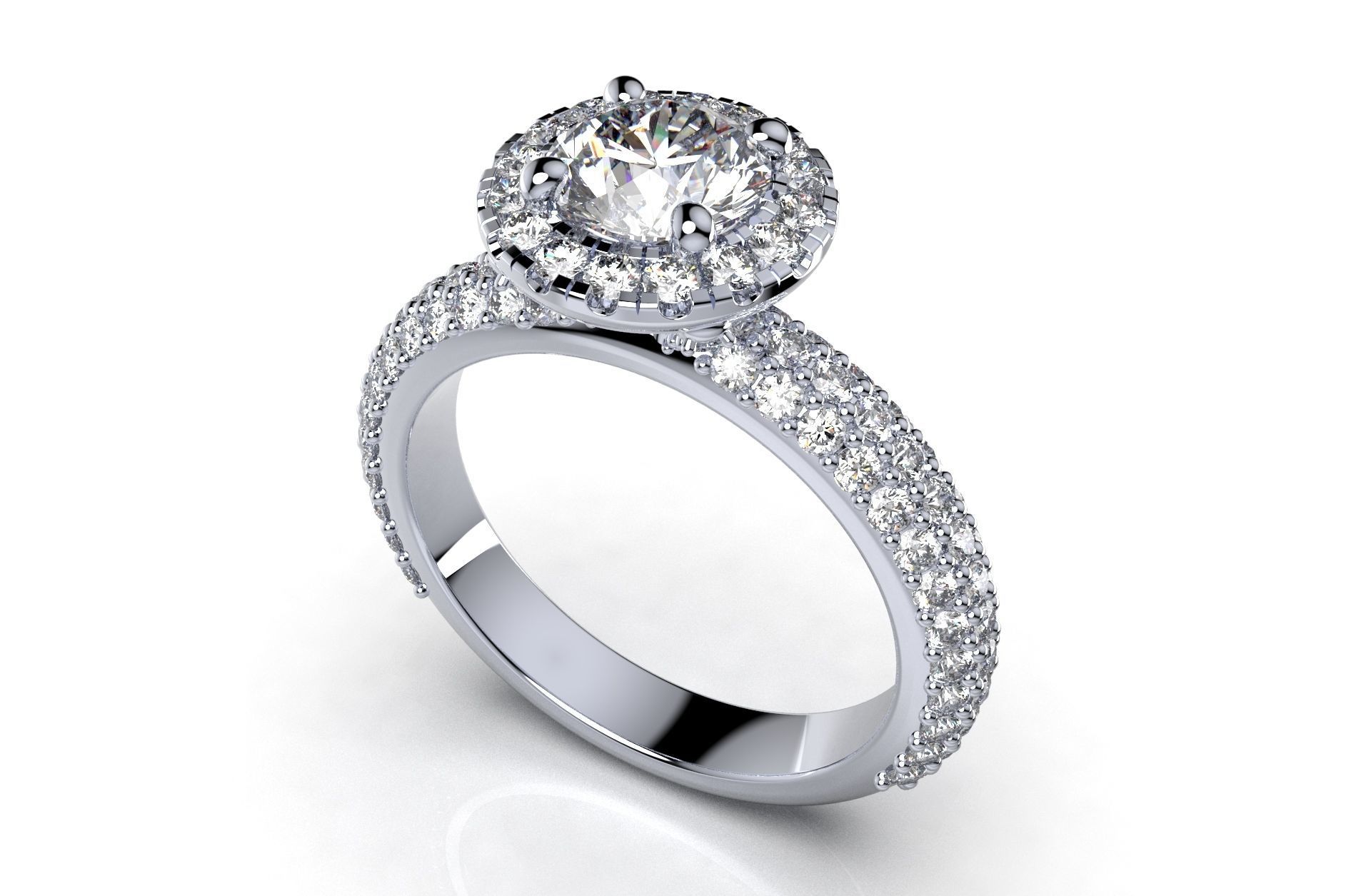 Engagement Ring Model Halo With Basket Setting Media Files-SK2 3D model_9