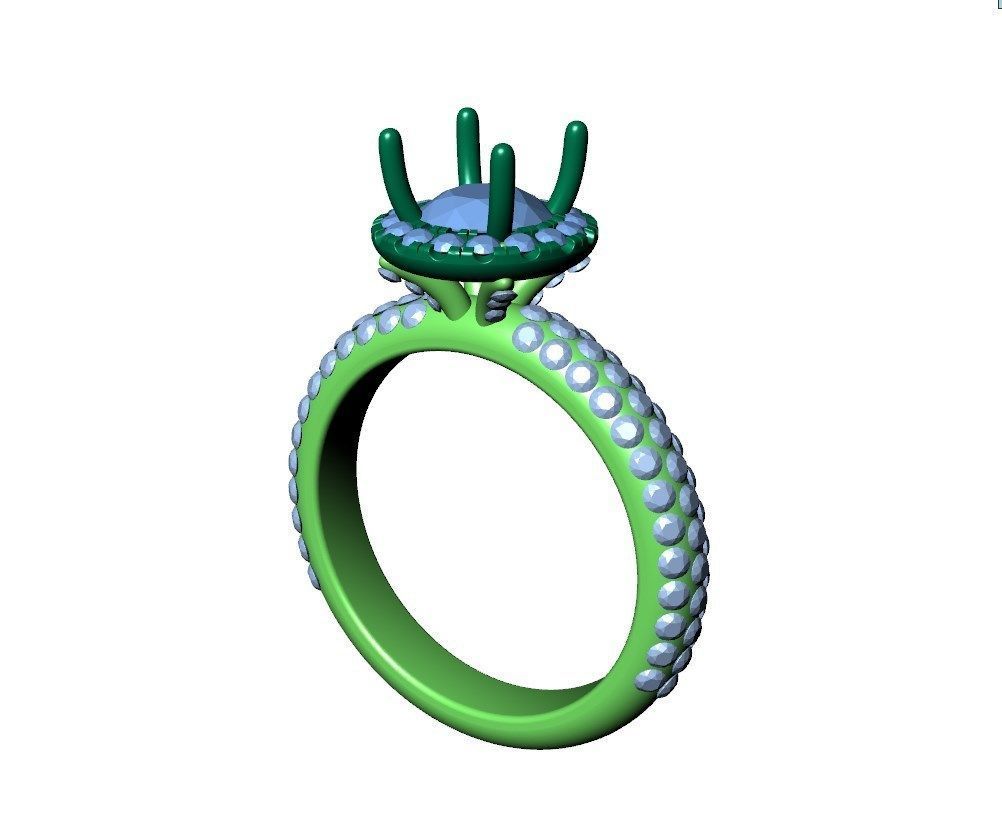 Engagement Ring Model Halo With Basket Setting Media Files-SK2 3D model_29