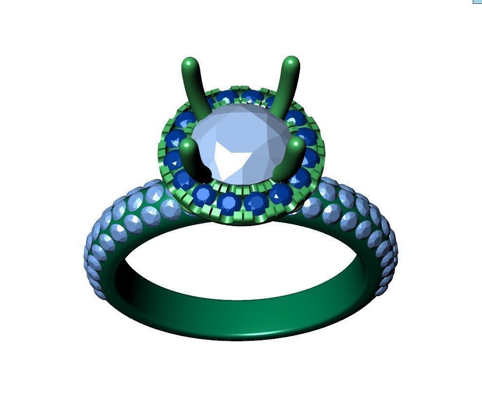 Engagement Ring Model Halo With Basket Setting Media Files-SK2 3D model_35