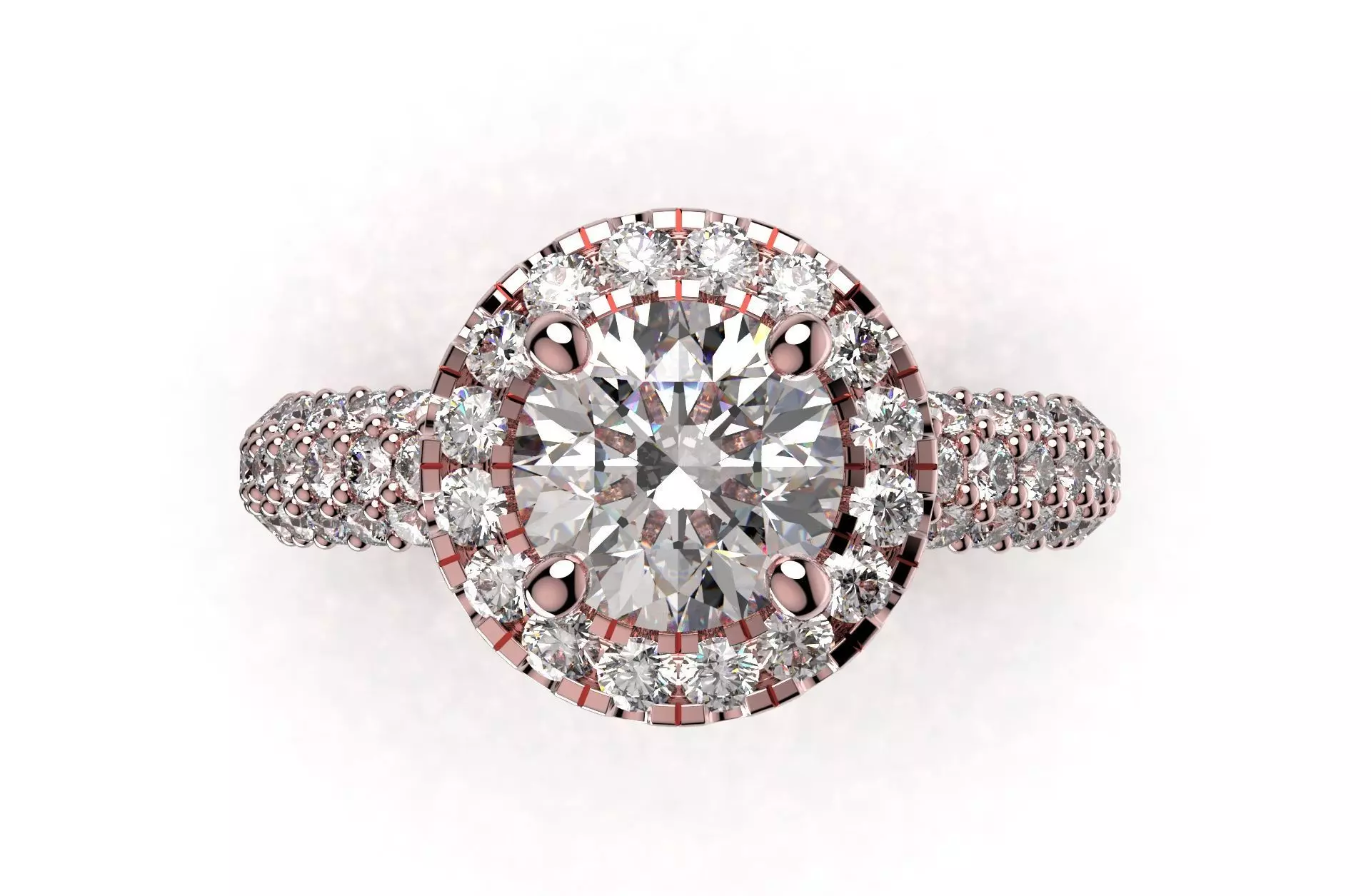 Engagement Ring Model Halo With Basket Setting Media Files-SK2 3D model_0