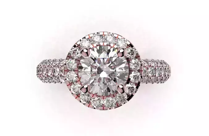 Engagement Ring  Model Halo  With Basket Setting Media Files-SK2