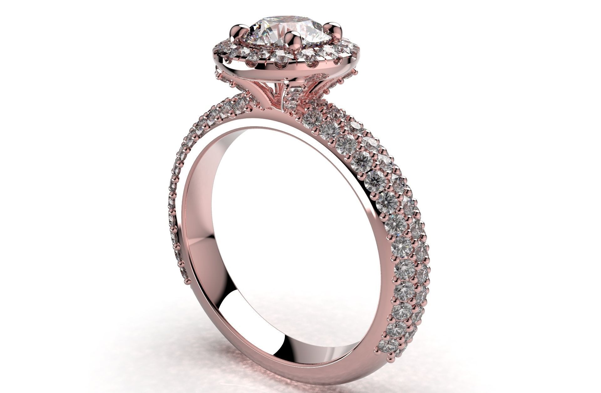 Engagement Ring Model Halo With Basket Setting Media Files-SK2 3D model_5