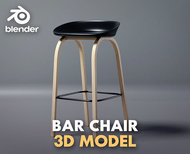 Black bar chair 3D model